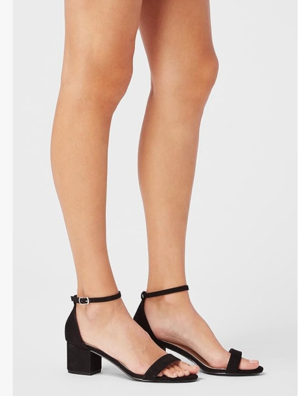 Black Heels Open Toe Low Block Summer Sandals Size 8.5